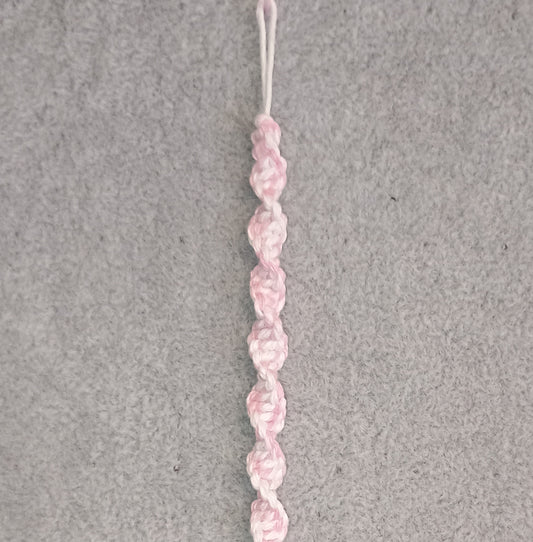 Wellenknoten Makramee Armband weiss/rosa