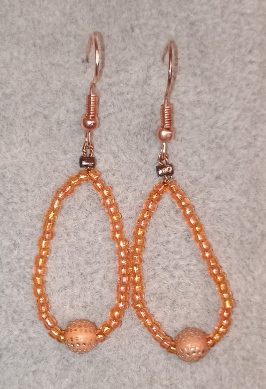 Ohrhänger rosé mit orangen Perlen