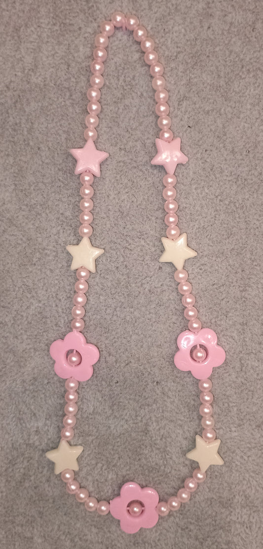 Kinder Halskette rosa/weiss