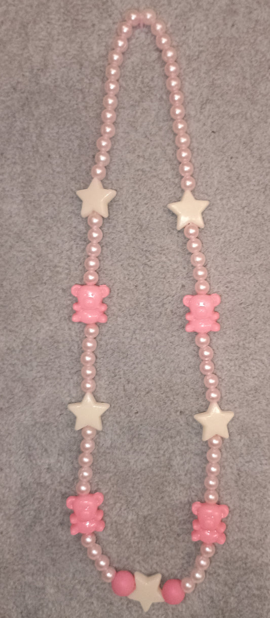 Kinder Halskette rosa/weiss