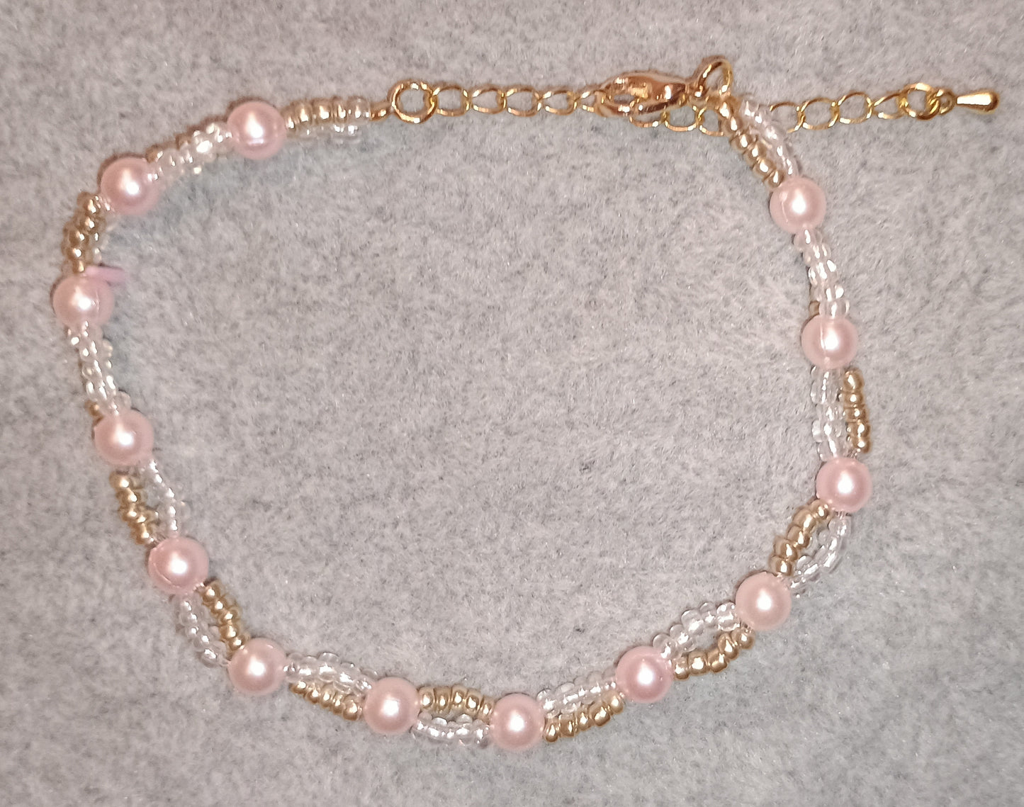 Perlenarmband gold/weiss/rosa